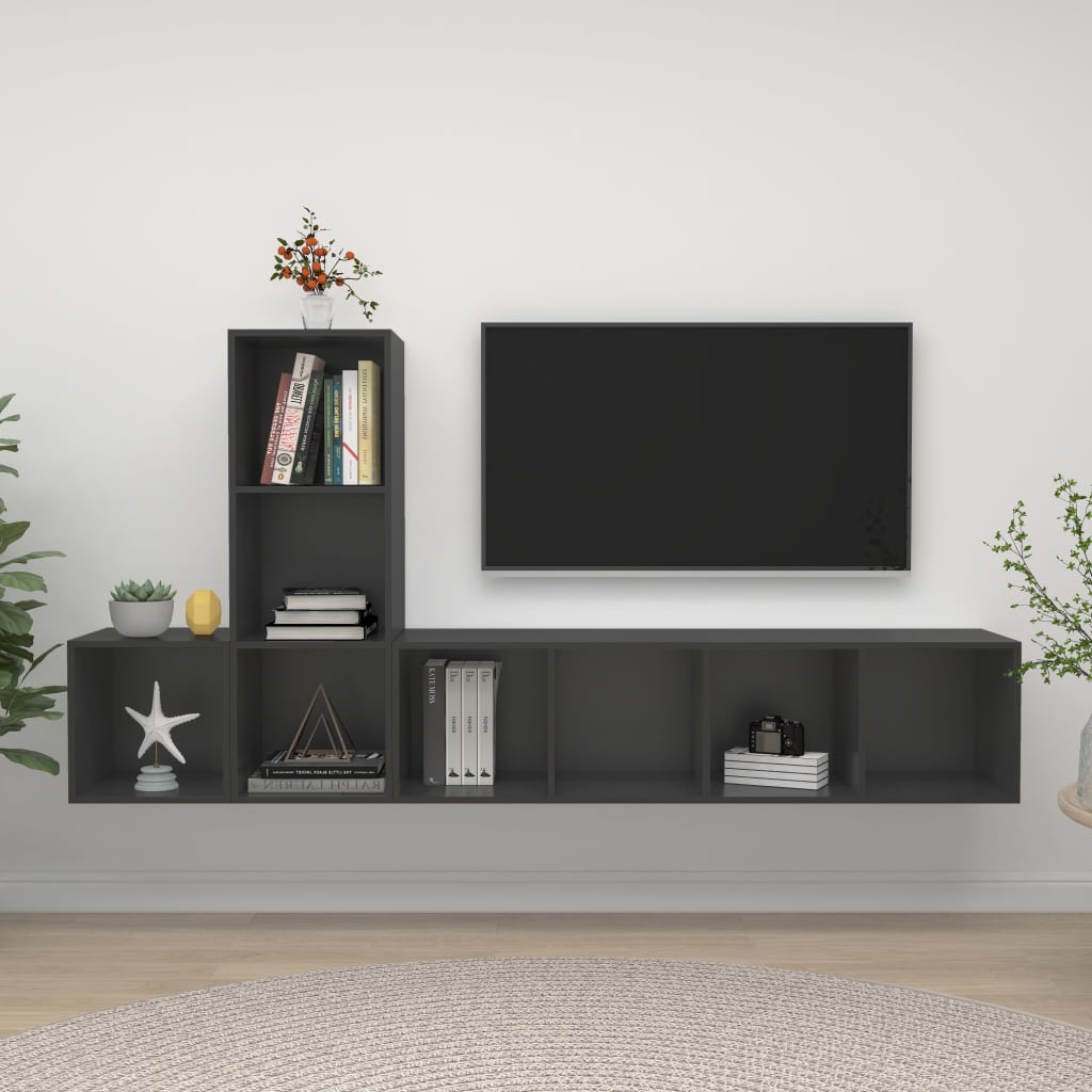 3 Piece Tv Cabinet Set Engineered Wood