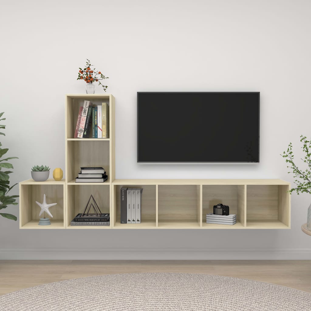 3 Piece Tv Cabinet Set Engineered Wood