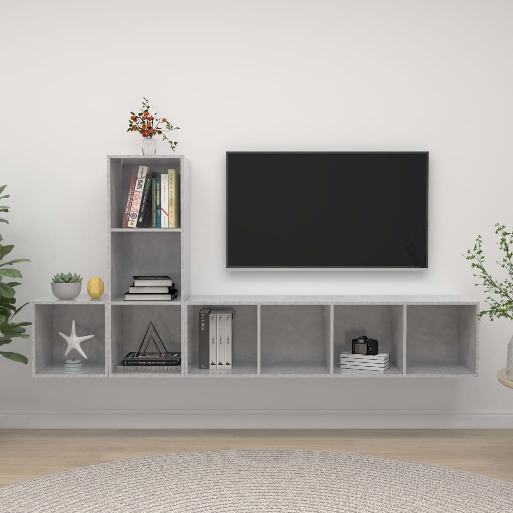 3 Piece Tv Cabinet Set Engineered Wood