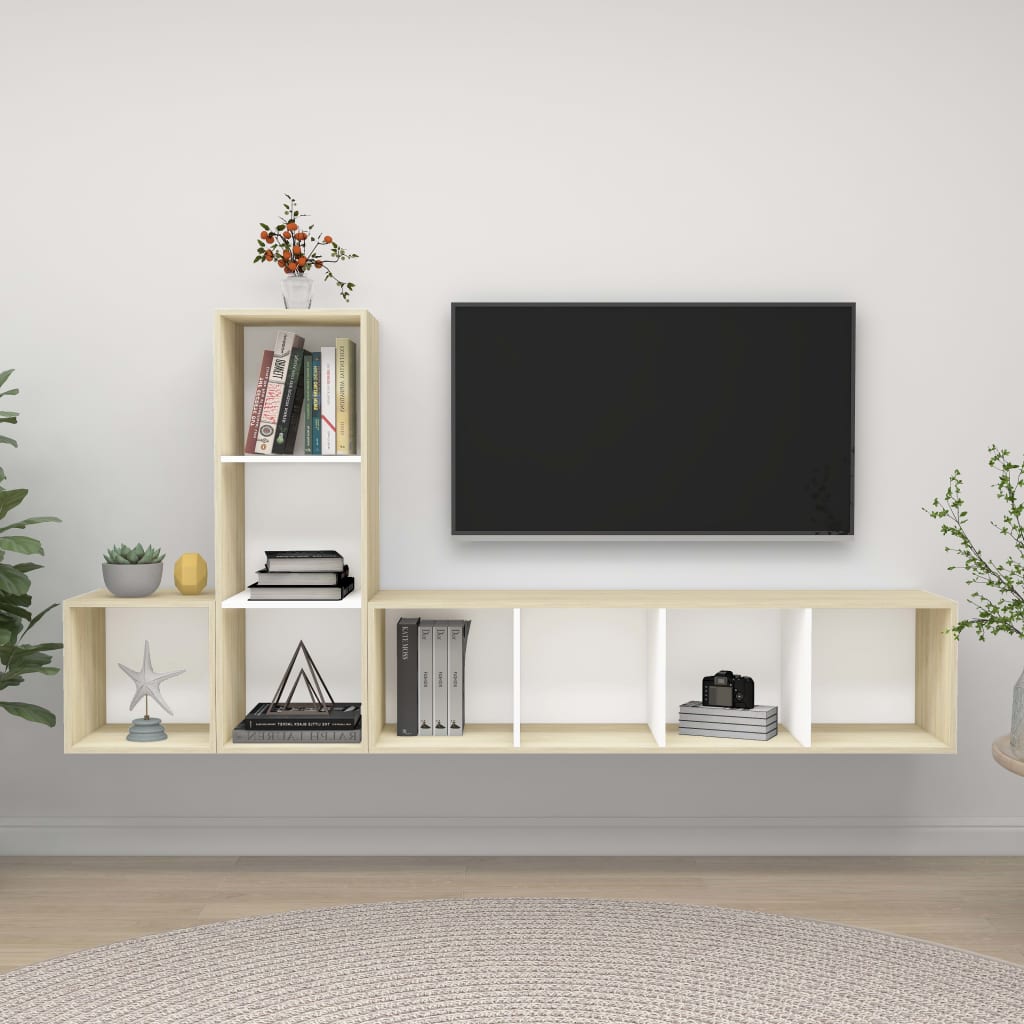 3 Piece Tv Cabinet Set Engineered Wood