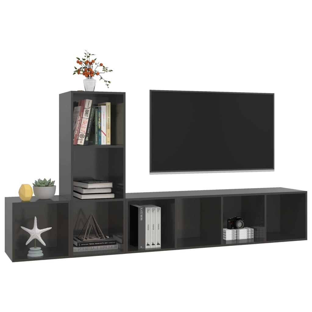 3 Piece Tv Cabinet Set Engineered Wood
