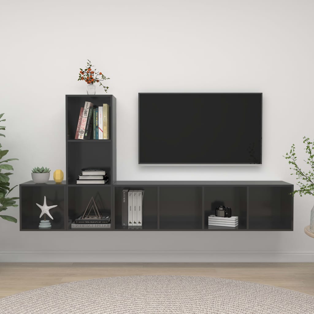 3 Piece Tv Cabinet Set Engineered Wood