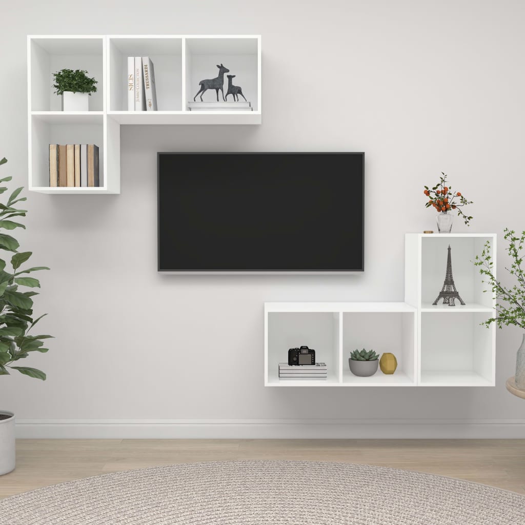 Wall-Mounted Tv Cabinets 4 Pcs Engineered Wood