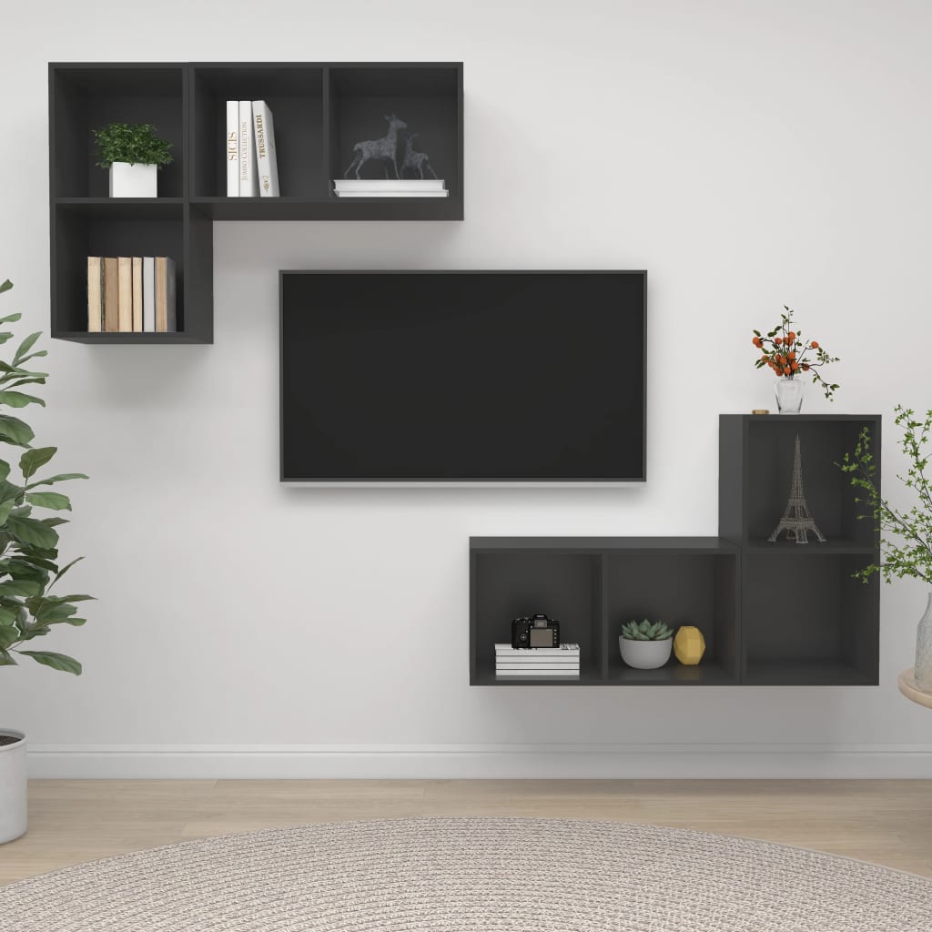 Wall-Mounted Tv Cabinets 4 Pcs Engineered Wood