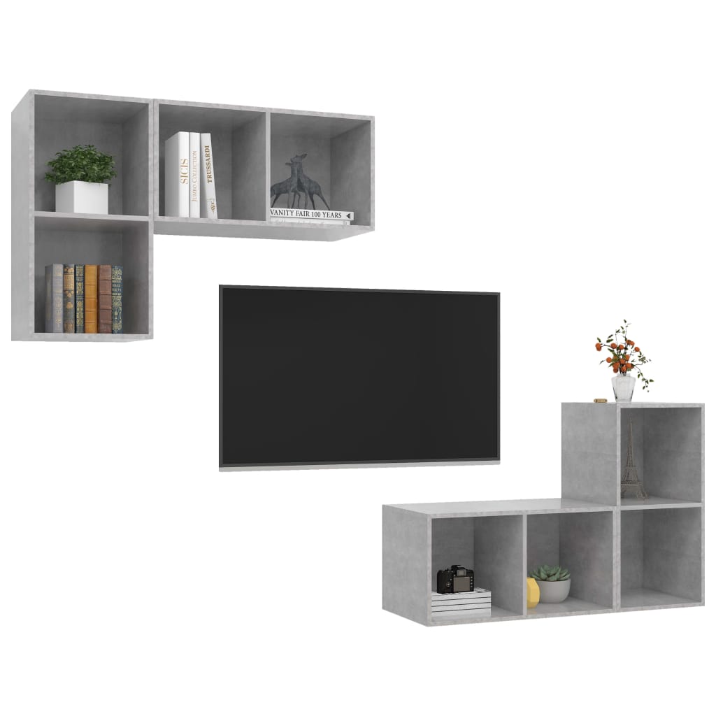 Wall-Mounted Tv Cabinets 4 Pcs Engineered Wood