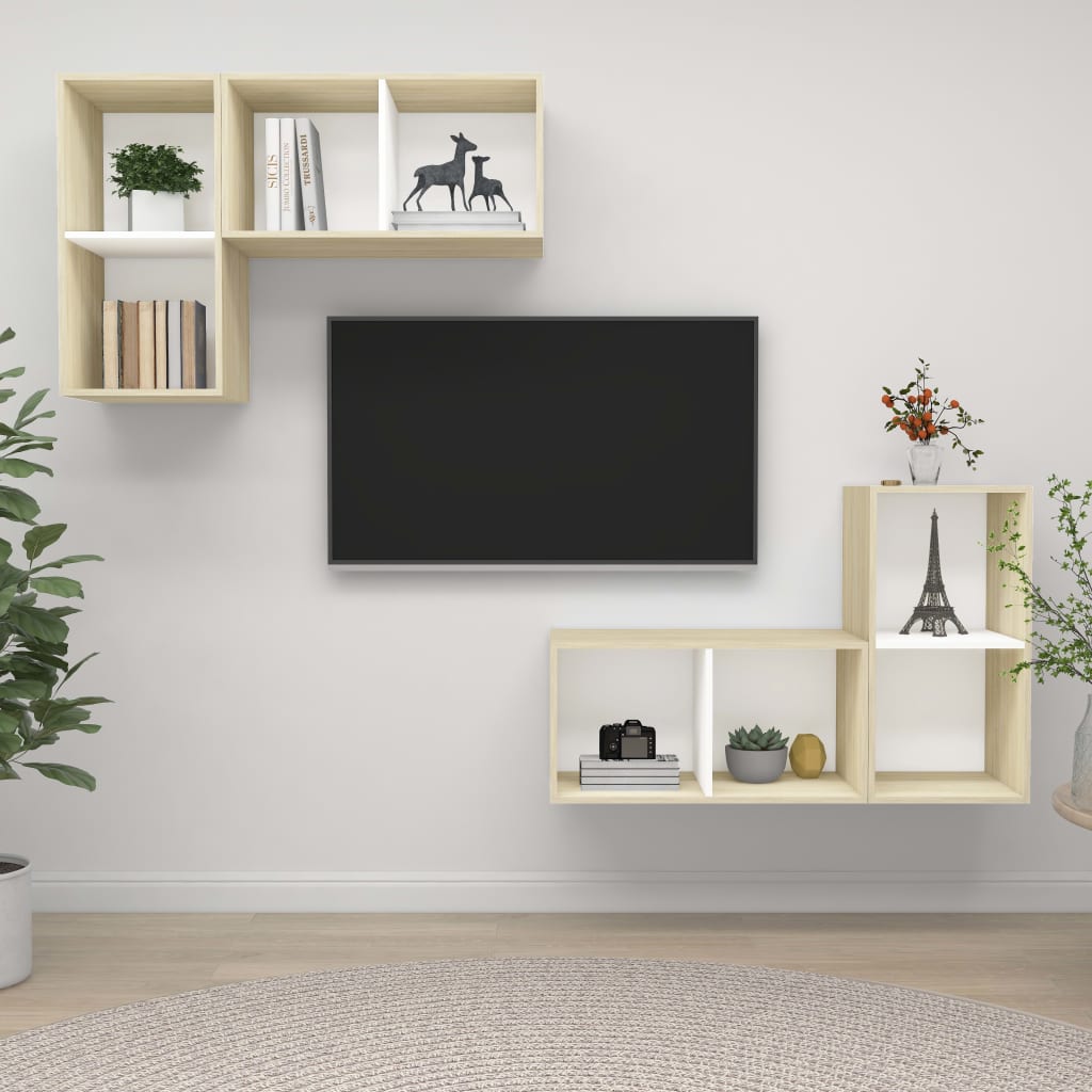 Wall-Mounted Tv Cabinets 4 Pcs Engineered Wood
