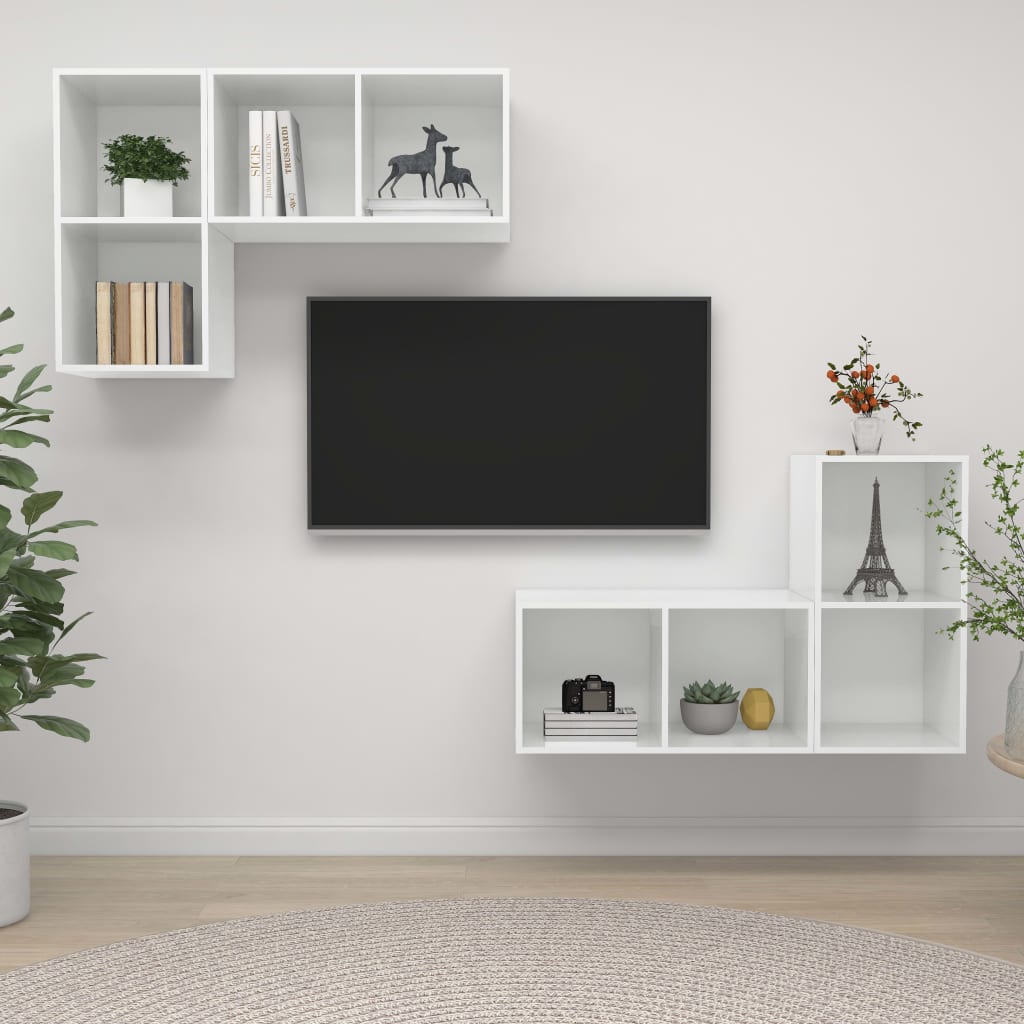 Wall-Mounted Tv Cabinets 4 Pcs Engineered Wood