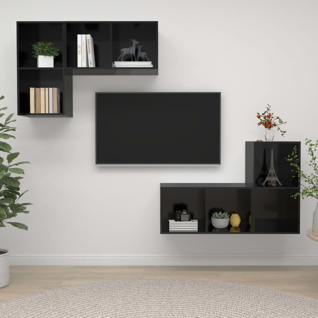 Wall-Mounted Tv Cabinets 4 Pcs Engineered Wood