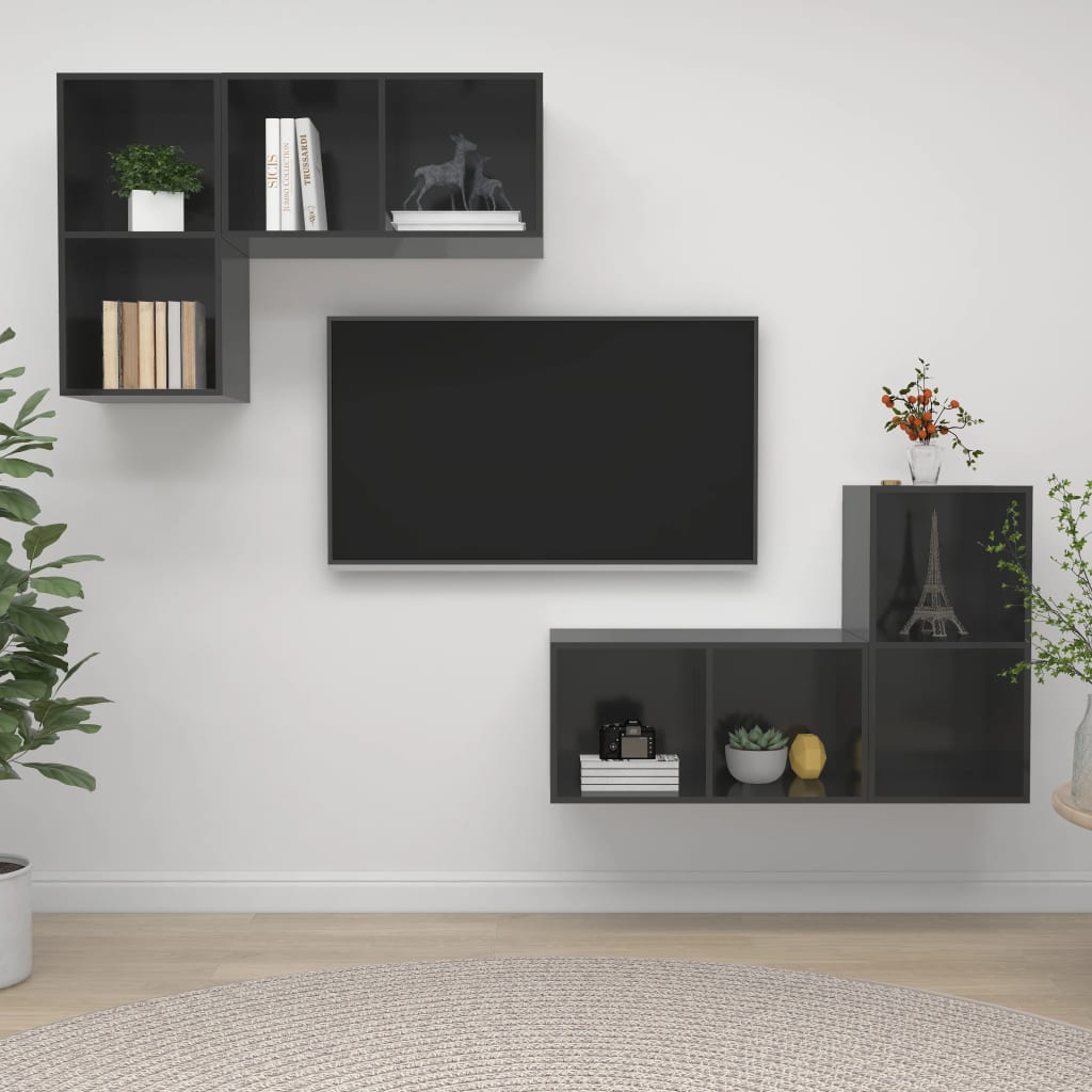 Wall-Mounted Tv Cabinets 4 Pcs Engineered Wood
