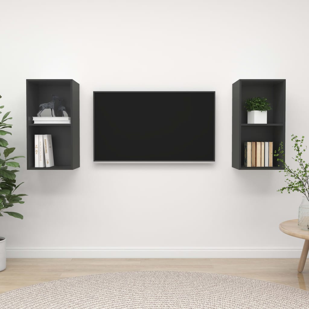 Wall-Mounted Tv Cabinets 2 Pcs Engineered Wood