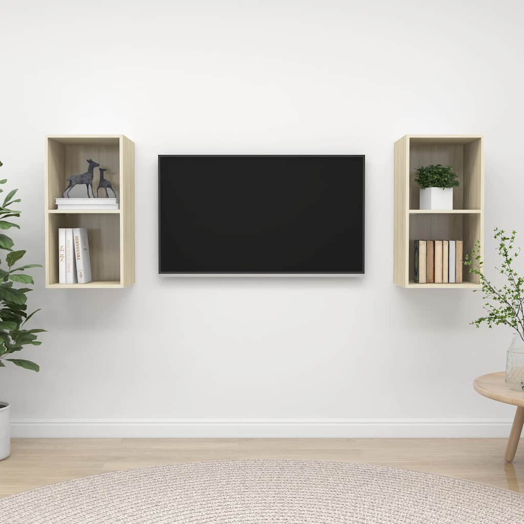 Wall-Mounted Tv Cabinets 2 Pcs Engineered Wood