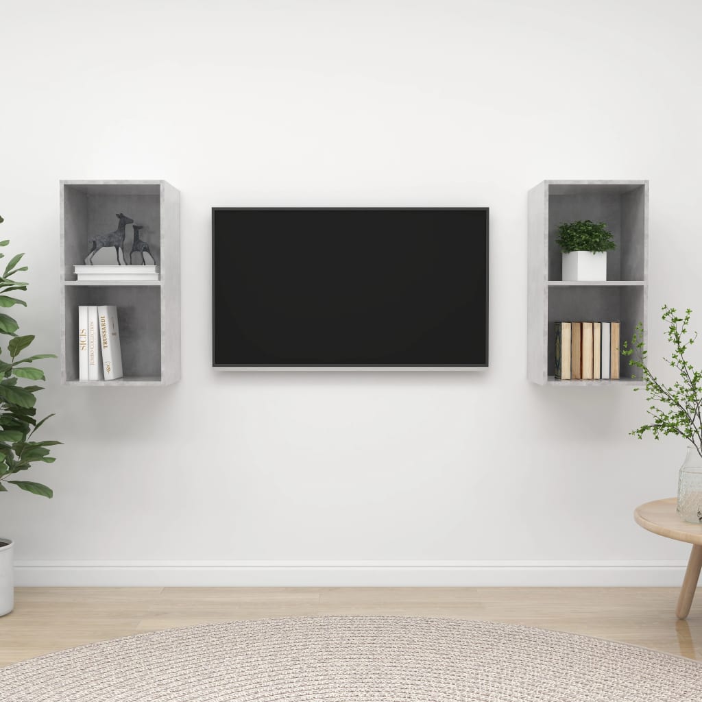 Wall-Mounted Tv Cabinets 2 Pcs Engineered Wood