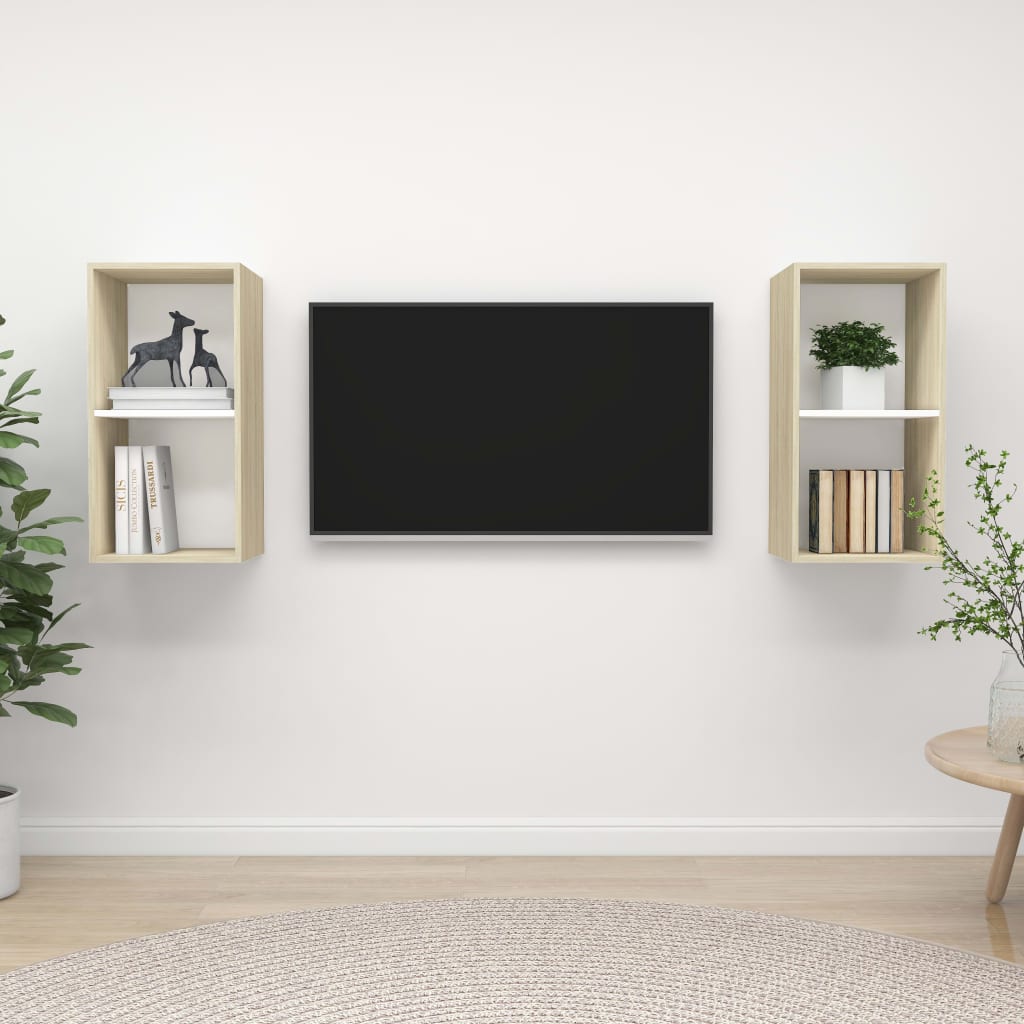 Wall-Mounted Tv Cabinets 2 Pcs Engineered Wood