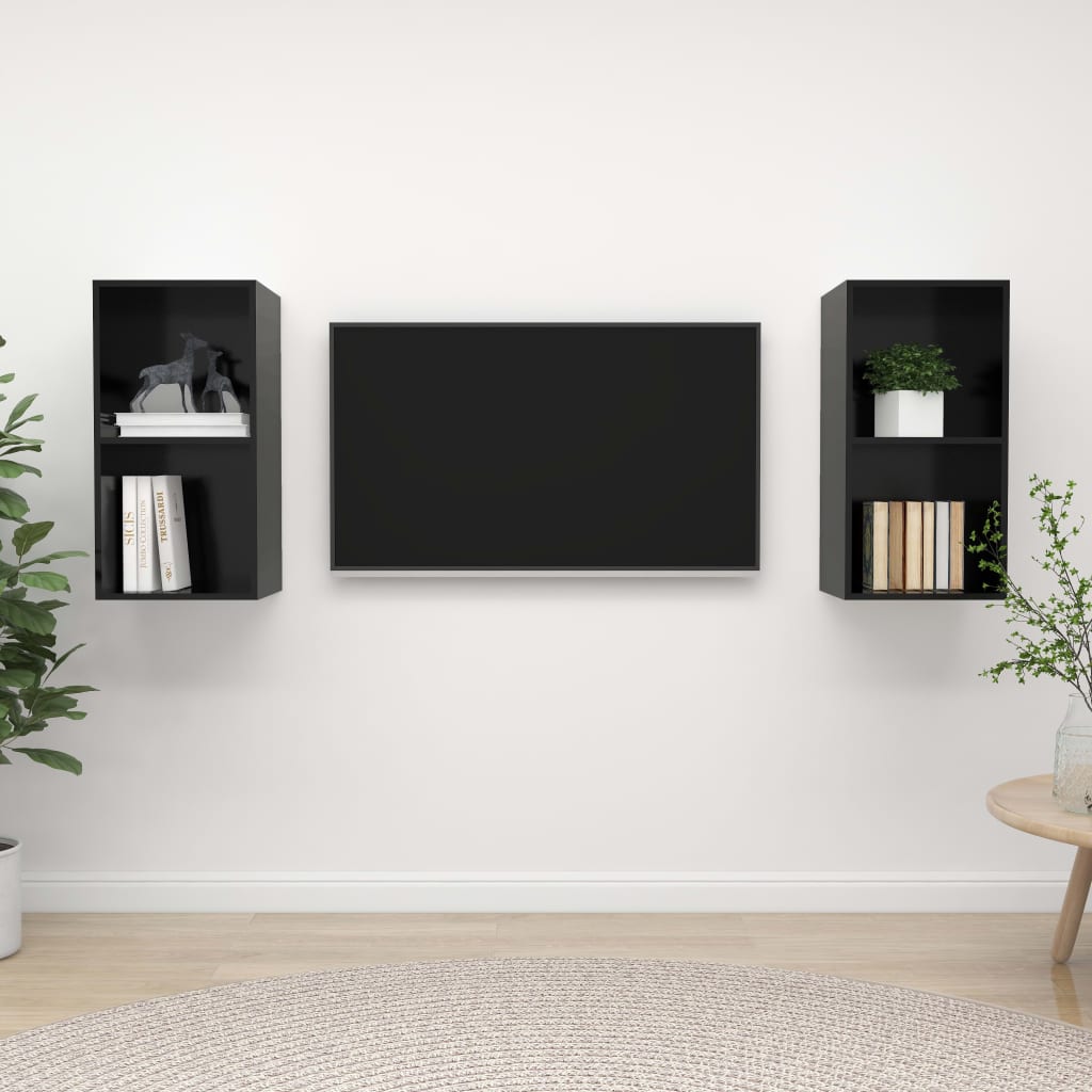 Wall-Mounted Tv Cabinets 2 Pcs Engineered Wood