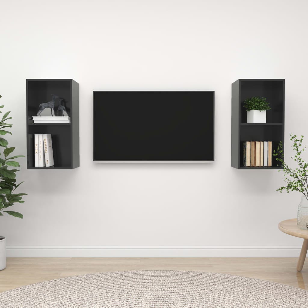 Wall-Mounted Tv Cabinets 2 Pcs Engineered Wood