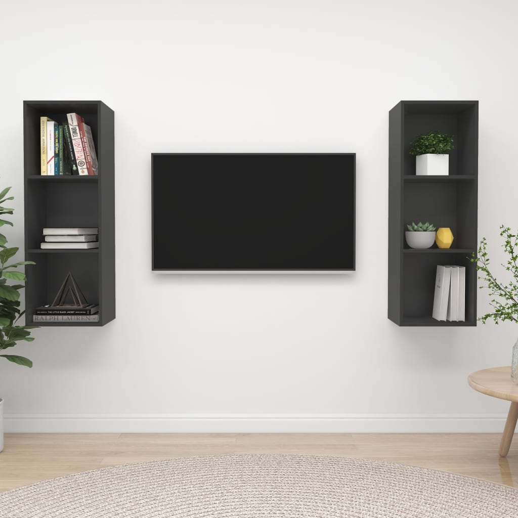 Wall-Mounted Tv Cabinets 2 Pcs Engineered Wood