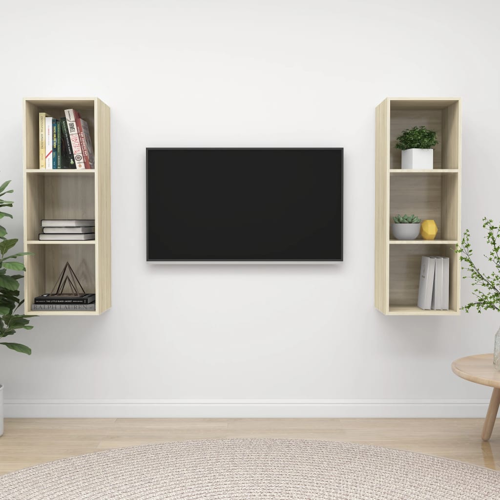 Wall-Mounted Tv Cabinets 2 Pcs Engineered Wood