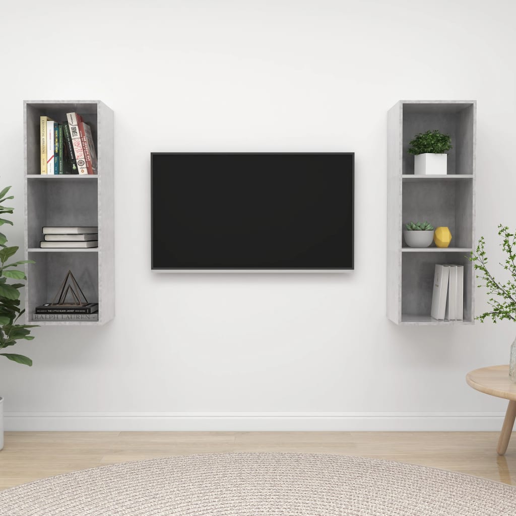 Wall-Mounted Tv Cabinets 2 Pcs Engineered Wood
