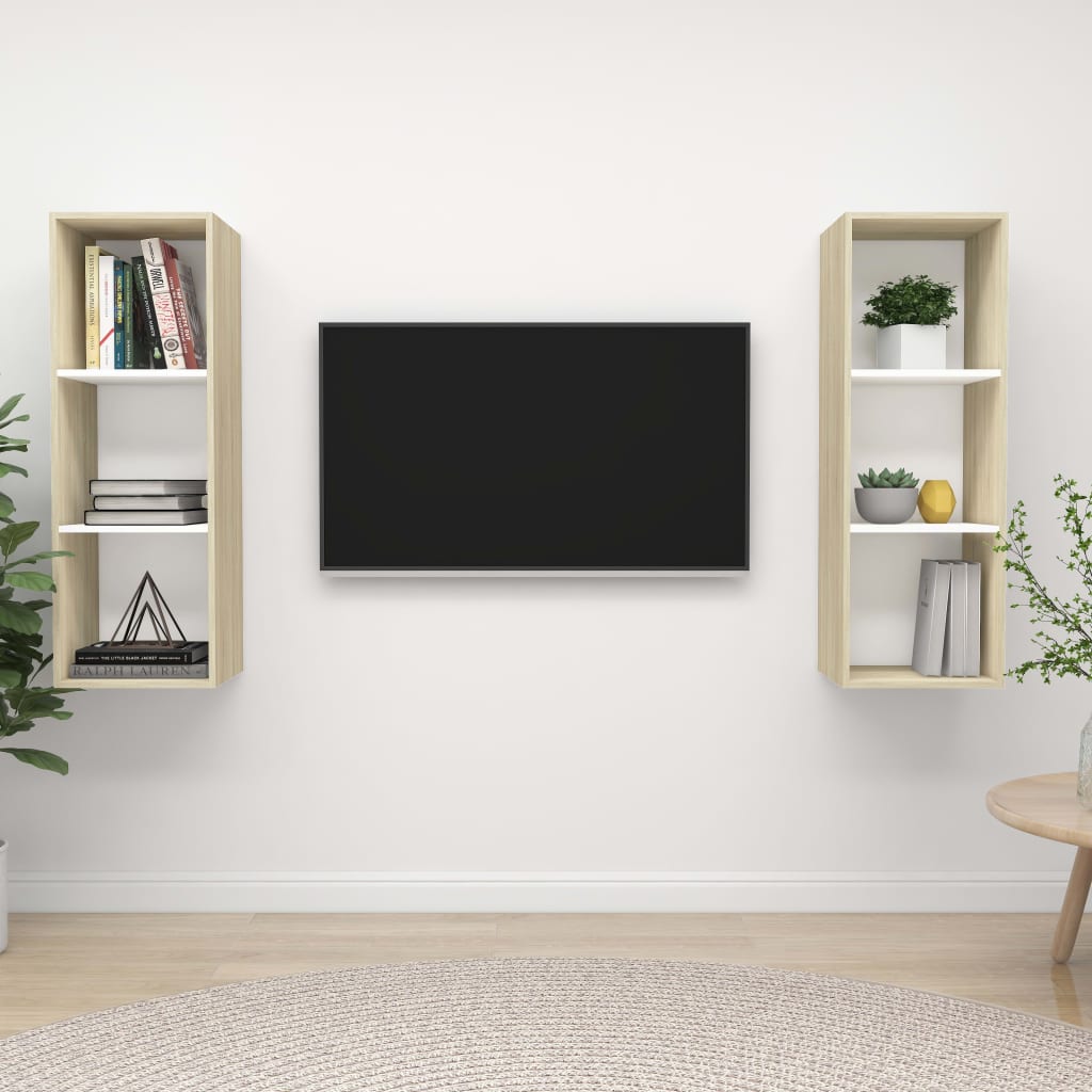 Wall-Mounted Tv Cabinets 2 Pcs Engineered Wood