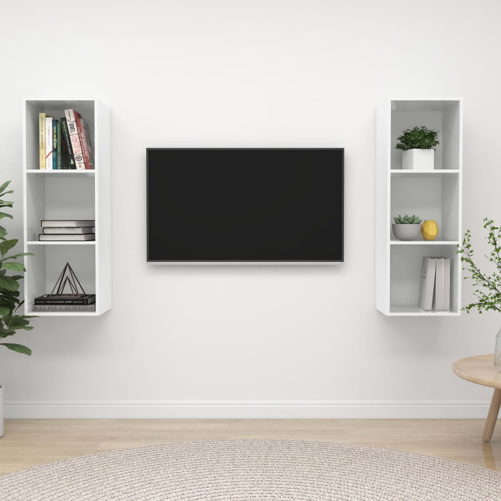 Wall-Mounted Tv Cabinets 2 Pcs Engineered Wood