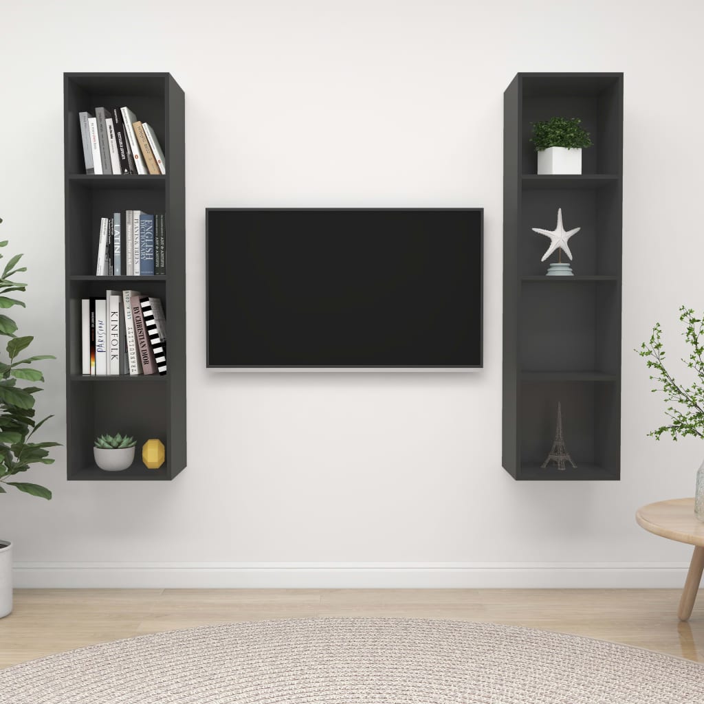 Wall-Mounted Tv Cabinets 2 Pcs Engineered Wood