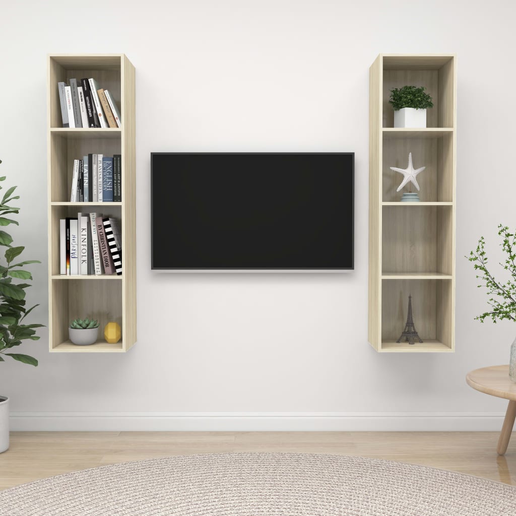 Wall-Mounted Tv Cabinets 2 Pcs Engineered Wood