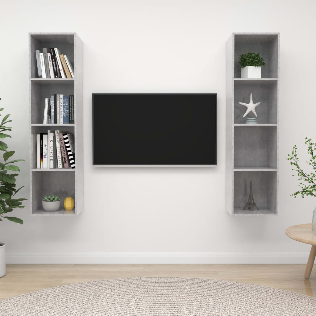 Wall-Mounted Tv Cabinets 2 Pcs Engineered Wood