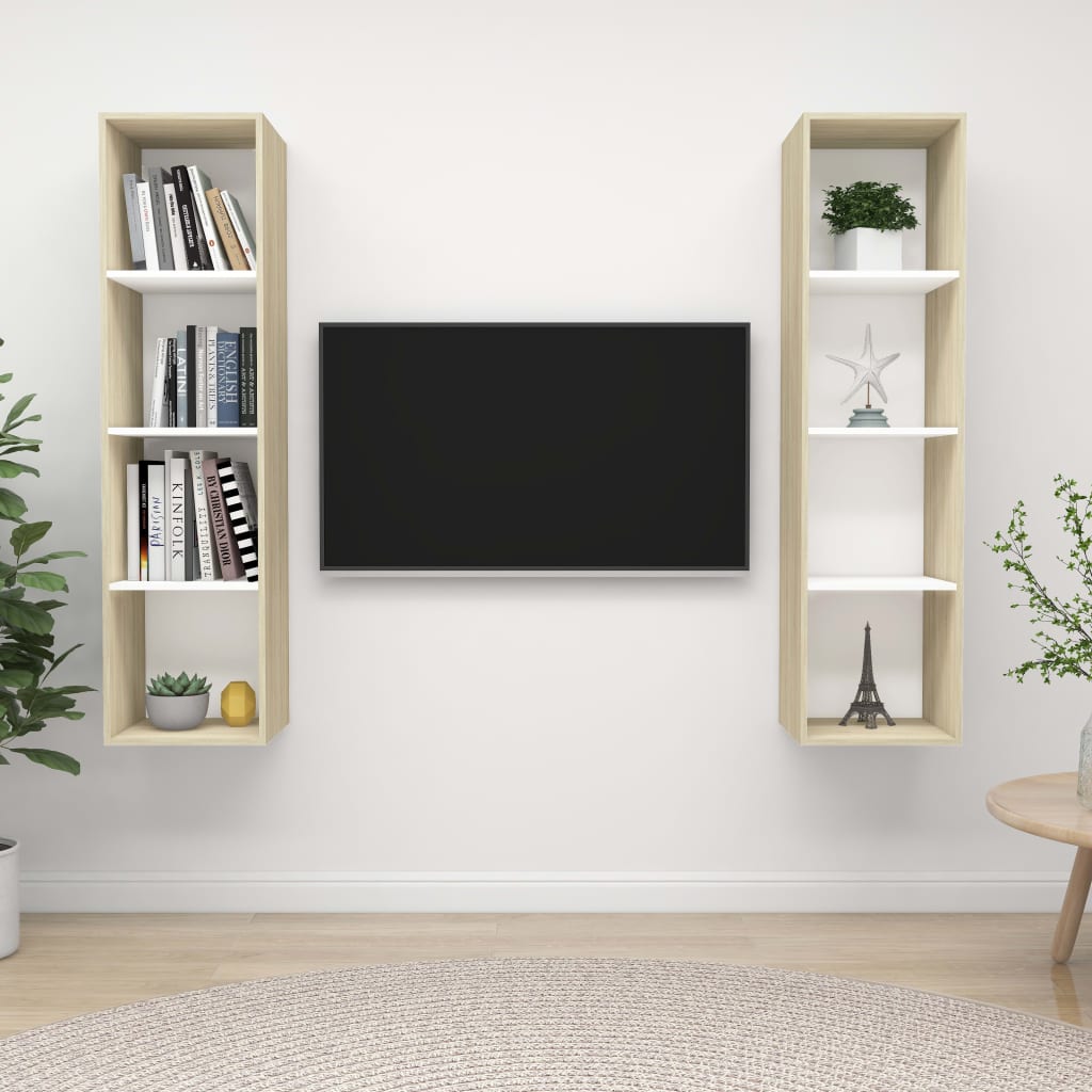 Wall-Mounted Tv Cabinets 2 Pcs Engineered Wood
