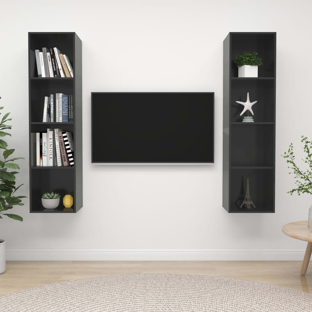 Wall-Mounted Tv Cabinets 2 Pcs Engineered Wood