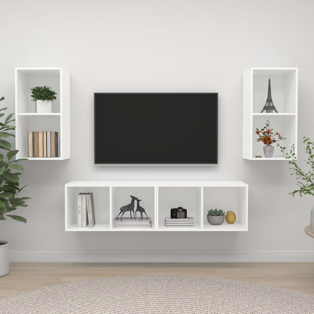 Wall-Mounted Tv Cabinets 4 Pcs Engineered Wood