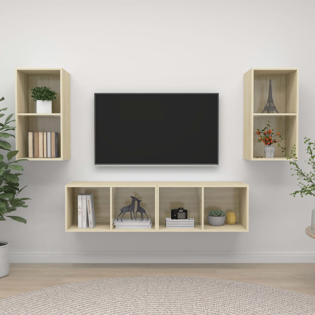 Wall-Mounted Tv Cabinets 4 Pcs Engineered Wood