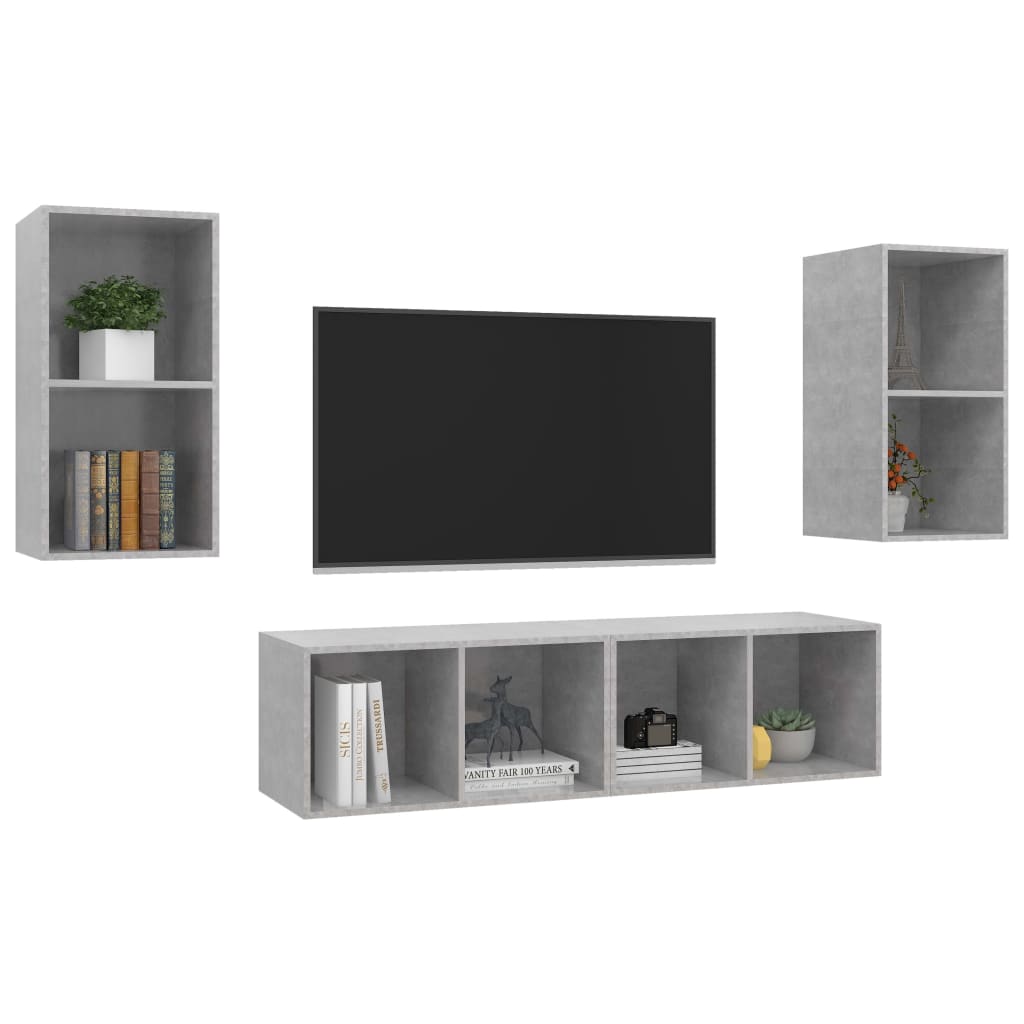 Wall-Mounted Tv Cabinets 4 Pcs Engineered Wood