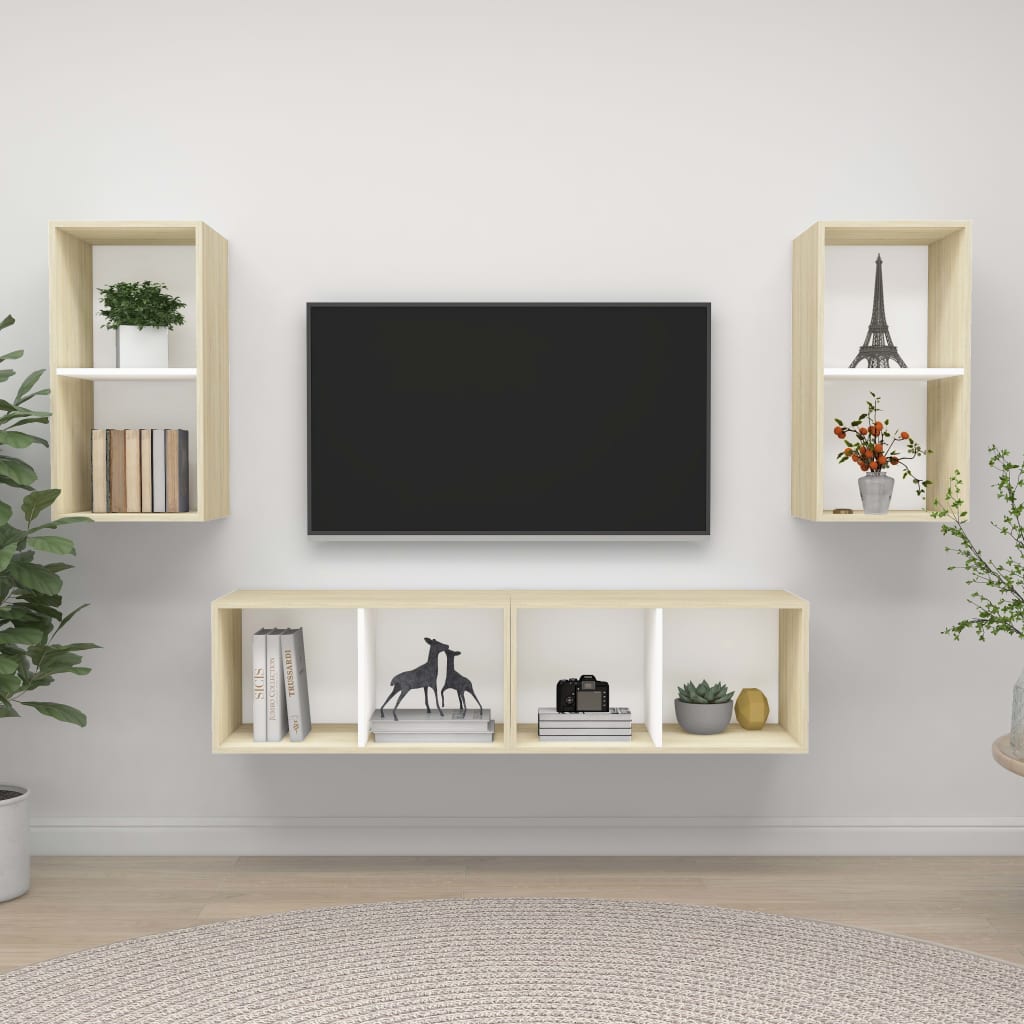 Wall-Mounted Tv Cabinets 4 Pcs Engineered Wood