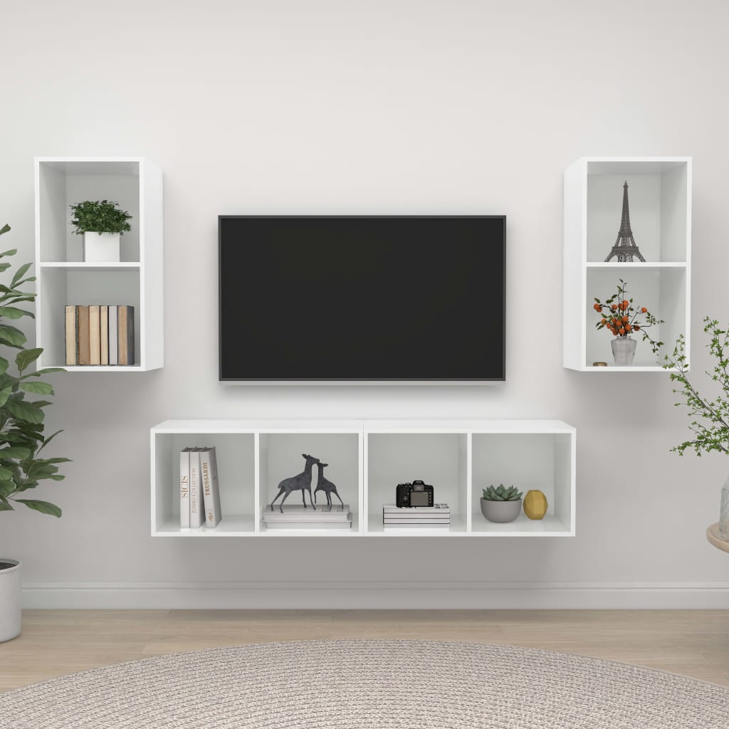 Wall-Mounted Tv Cabinets 4 Pcs Engineered Wood