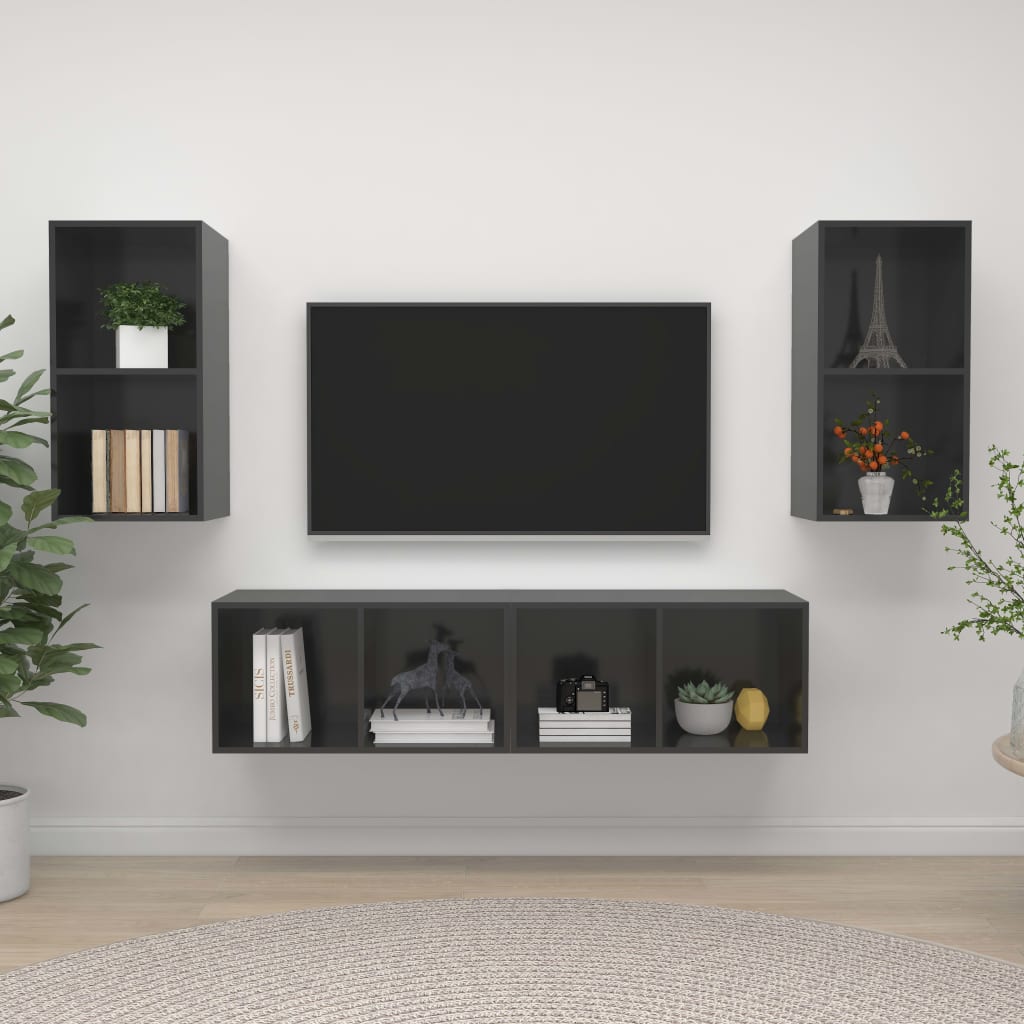 Wall-Mounted Tv Cabinets 4 Pcs Engineered Wood
