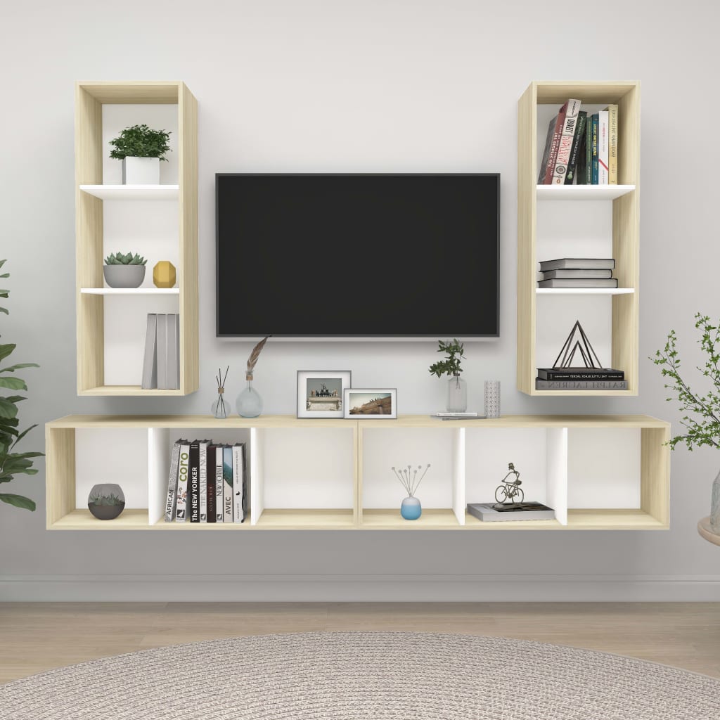 Wall-Mounted Tv Cabinets 4 Pcs Engineered Wood