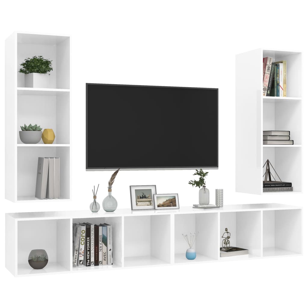 Wall-Mounted Tv Cabinets 4 Pcs Engineered Wood