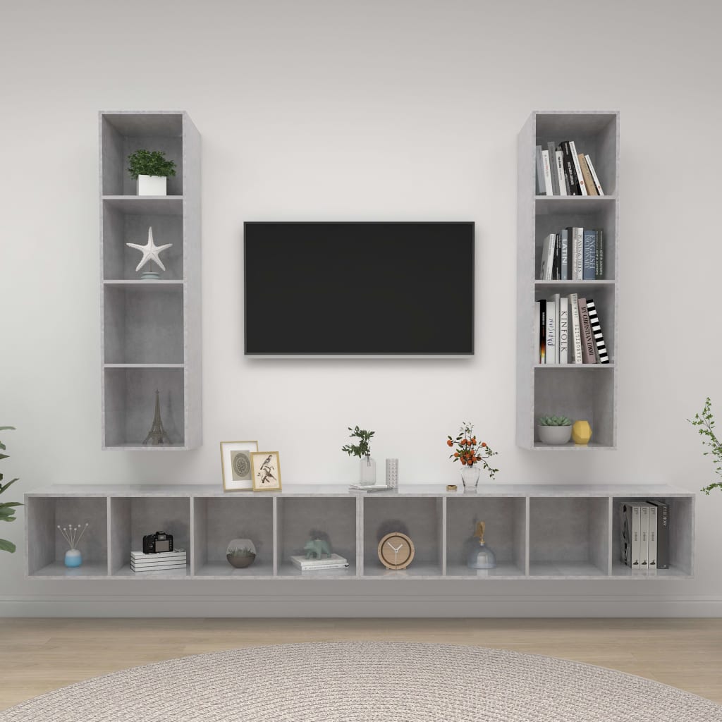 Wall-Mounted Tv Cabinets 4 Pcs Engineered Wood