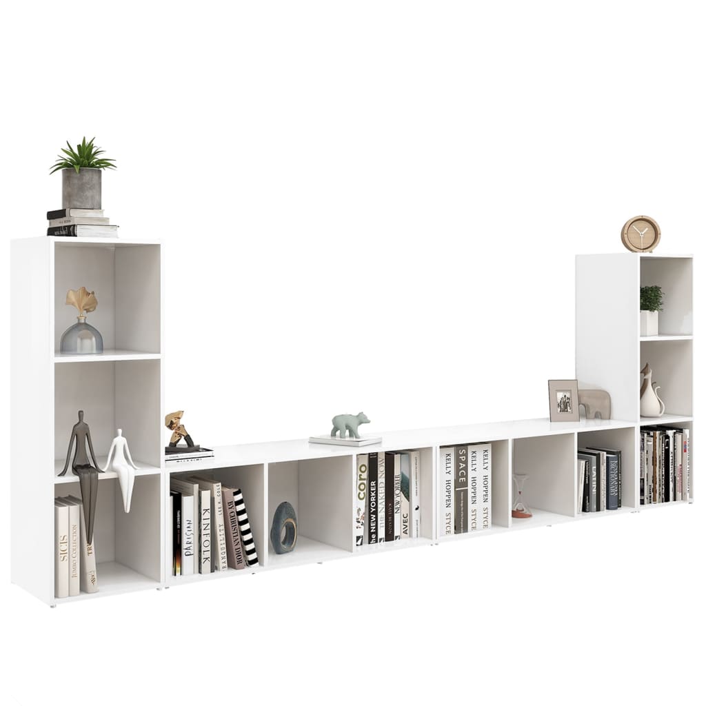 Tv Cabinets 4 Pcs 107X35X37 Cm Engineered Wood