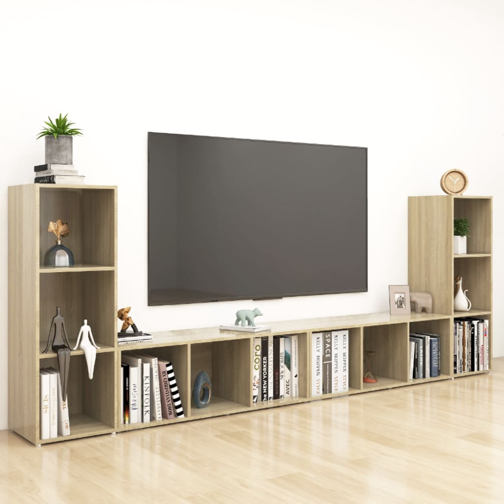 Tv Cabinets 4 Pcs 107X35X37 Cm Engineered Wood