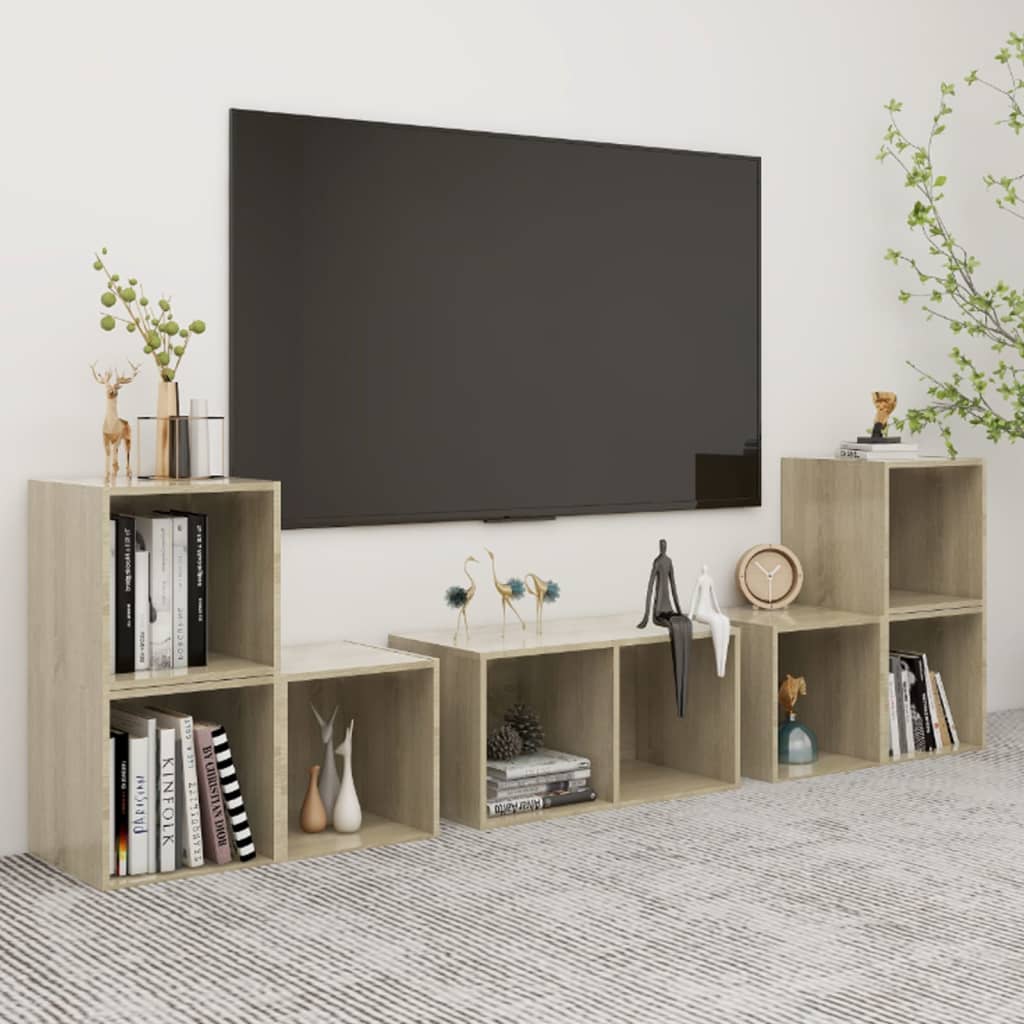 6 Piece Tv Cabinet Set Engineered Wood