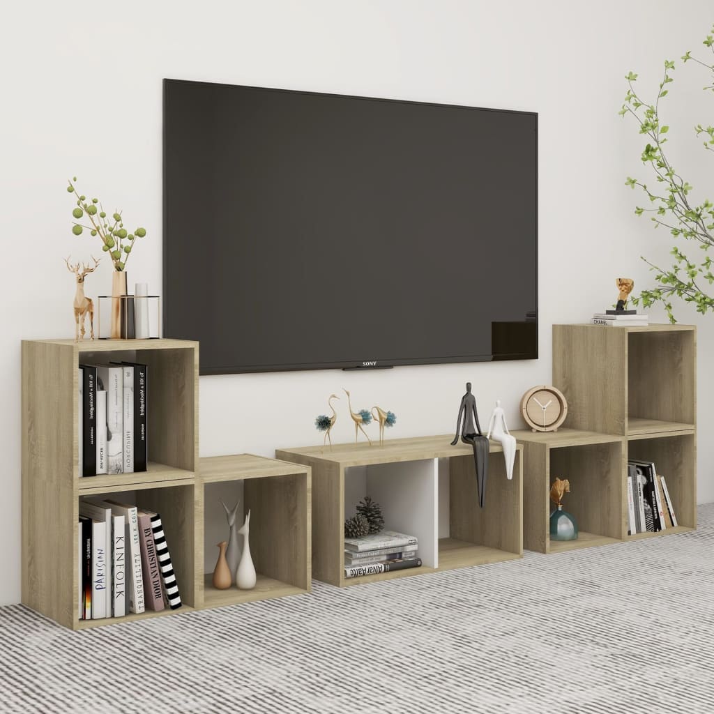 6 Piece Tv Cabinet Set Engineered Wood