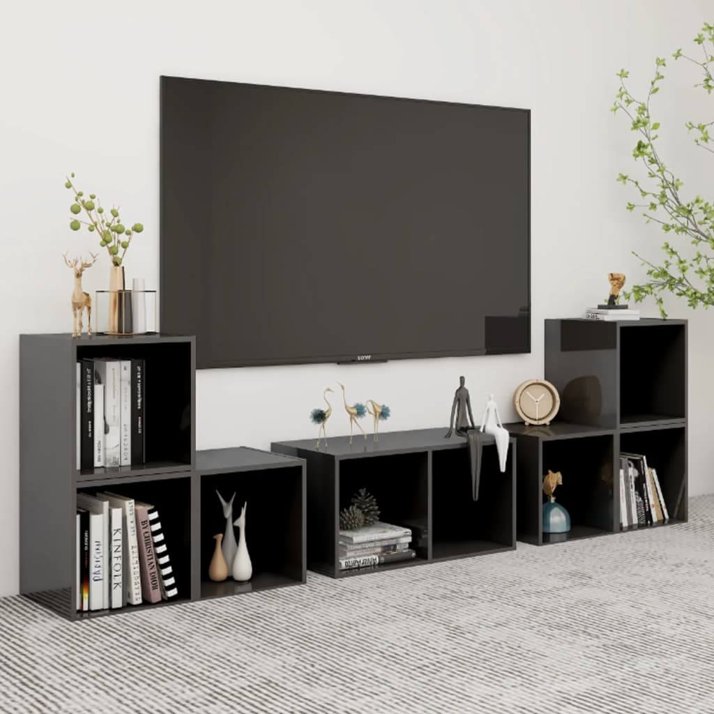 6 Piece Tv Cabinet Set Engineered Wood