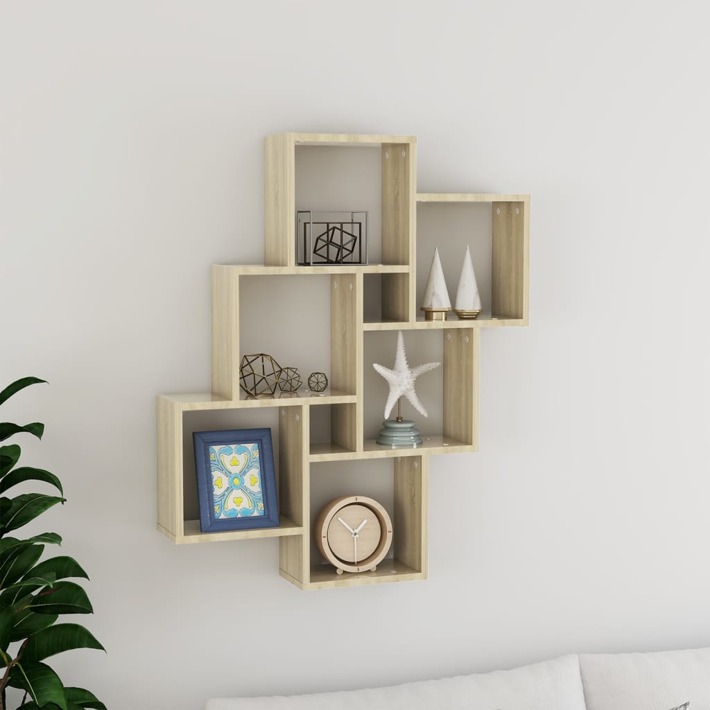Wall Cube Shelf 78X15X93 Cm Engineered Wood