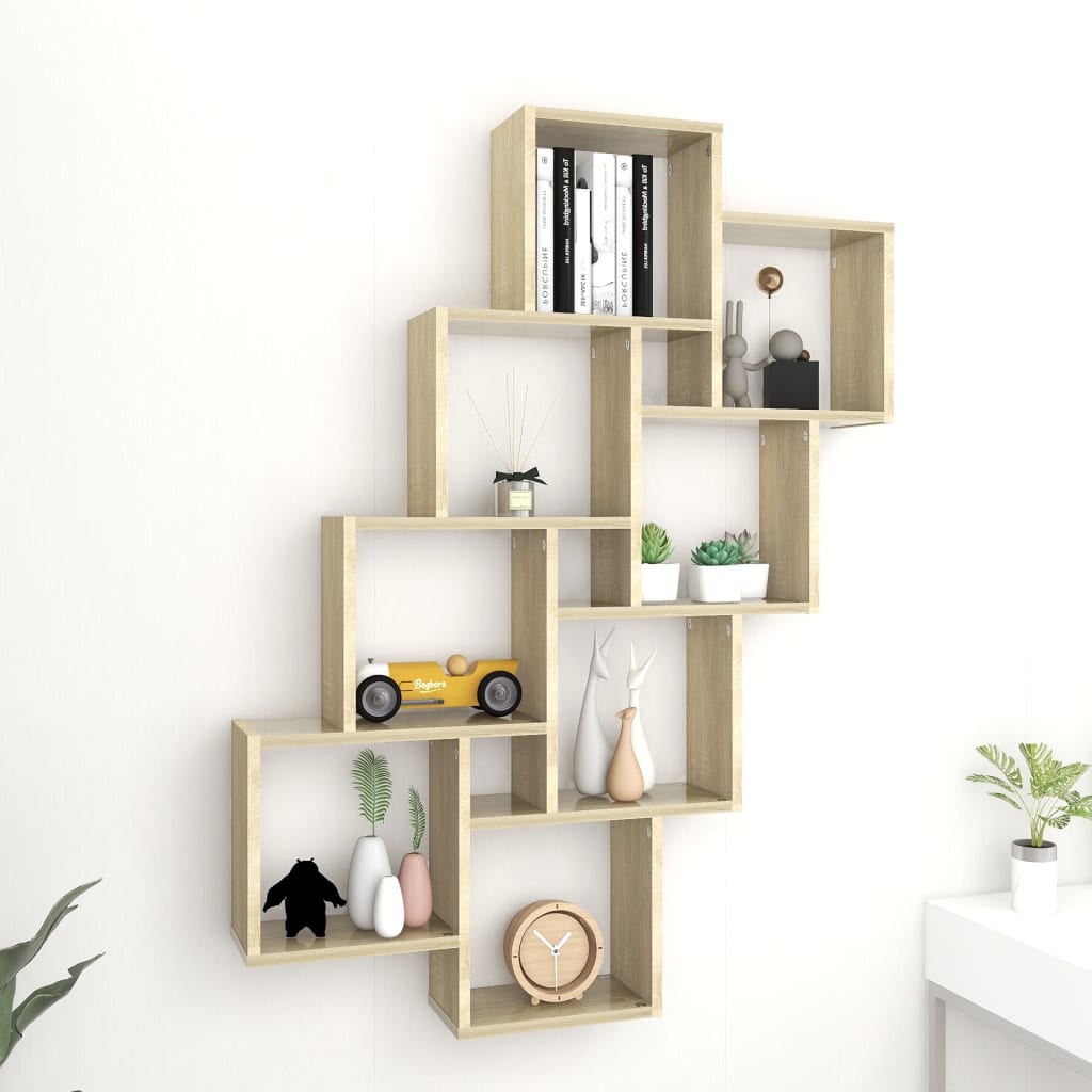 Wall Cube Shelf 90X15X119 Cm Engineered Wood