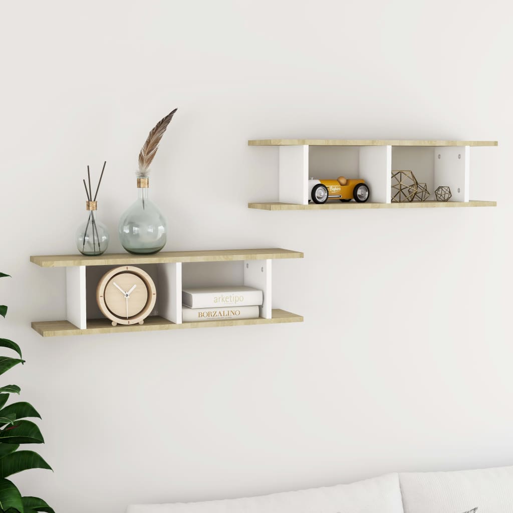 Wall Shelf 2 Pcs Engineered Wood