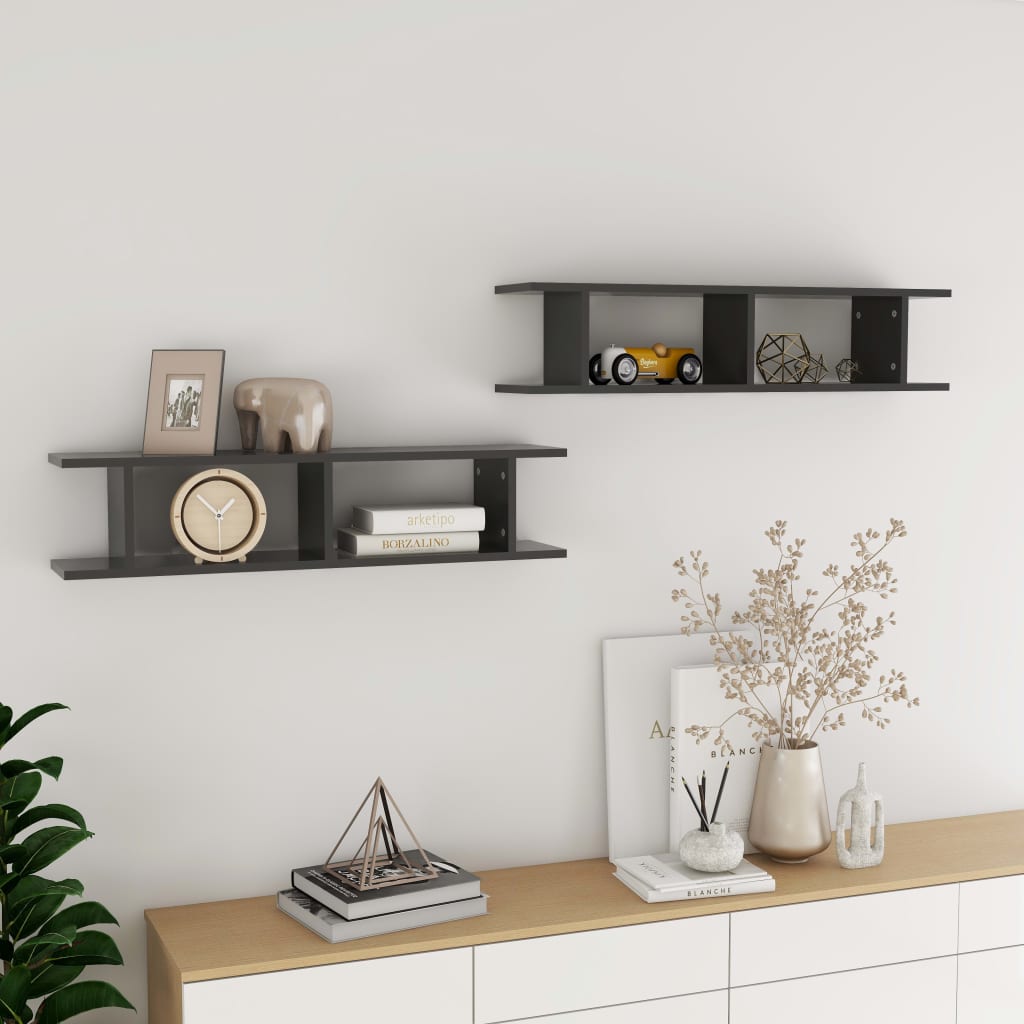Wall Shelf 2 Pcs Engineered Wood