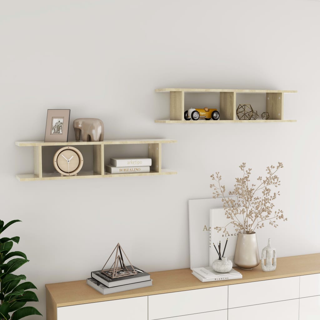 Wall Shelf 2 Pcs Engineered Wood