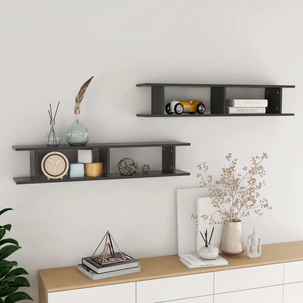 Wall Shelf 2 Pcs Engineered Wood