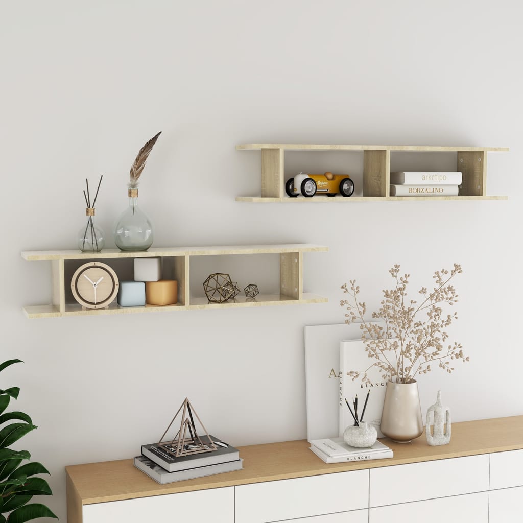 Wall Shelf 2 Pcs Engineered Wood
